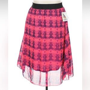 LuLaRoe Neon Pink Purple LoLa Chiffon Boho Midi Skirt Women’s Plus Size 2X NWT